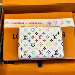 Louis Vuitton x TM Takashi Murakami 2026 White Multicolor Monogram Lisa Wallet